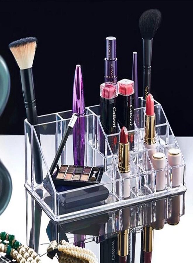 صندوق تنظيم وتخزين أحمر الشفاه وفرش المكياج من الإكريليك شفاف - Image 2
