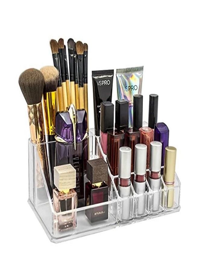 صندوق تنظيم وتخزين أحمر الشفاه وفرش المكياج من الإكريليك شفاف - Image 1