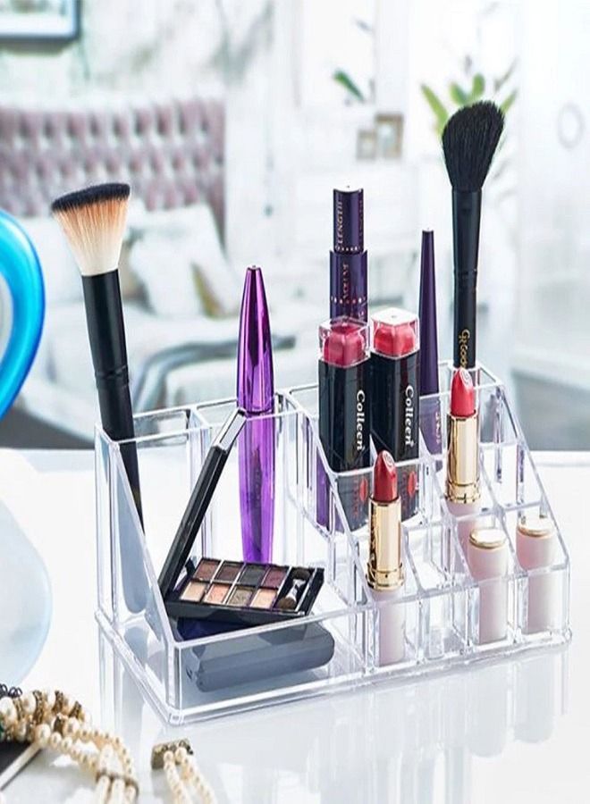 صندوق تنظيم وتخزين أحمر الشفاه وفرش المكياج من الإكريليك شفاف - Image 3