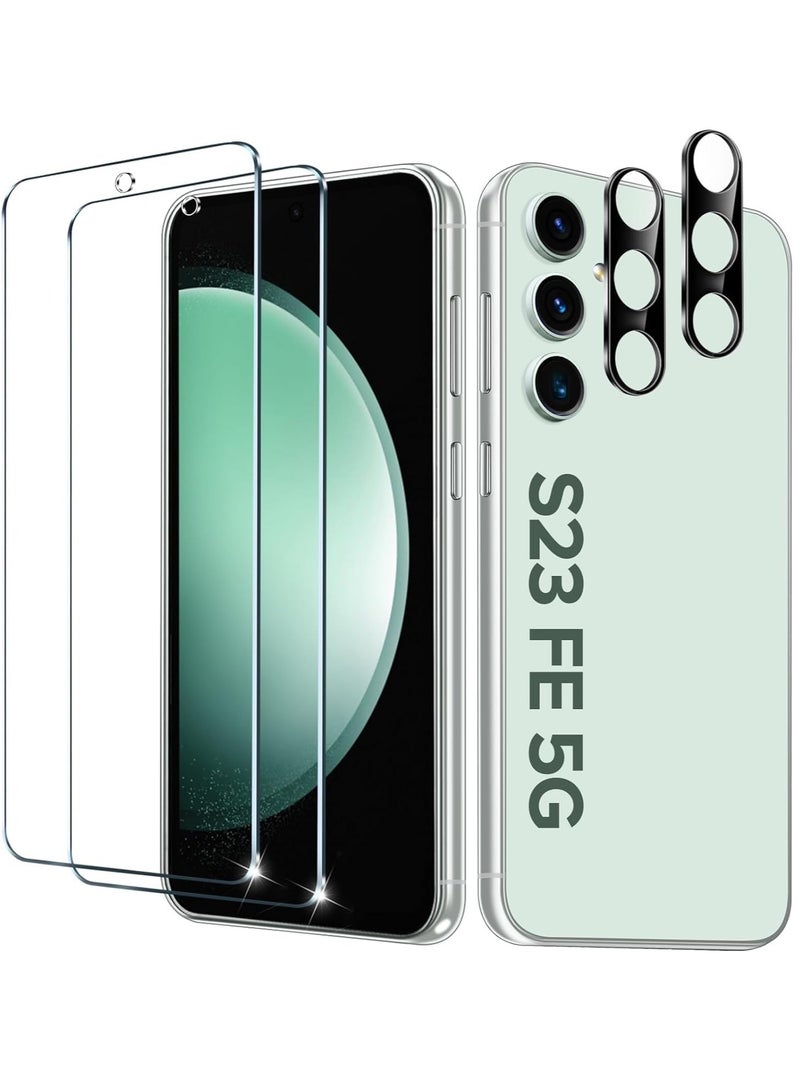 2 Pack Screen Protectors for Galaxy S23 FE 5G, with 2 Pack Camera Lens Protector, 9H Hardness Tempered Glass, Anti-Scratch Film, Anti-Bubble - Image 1
