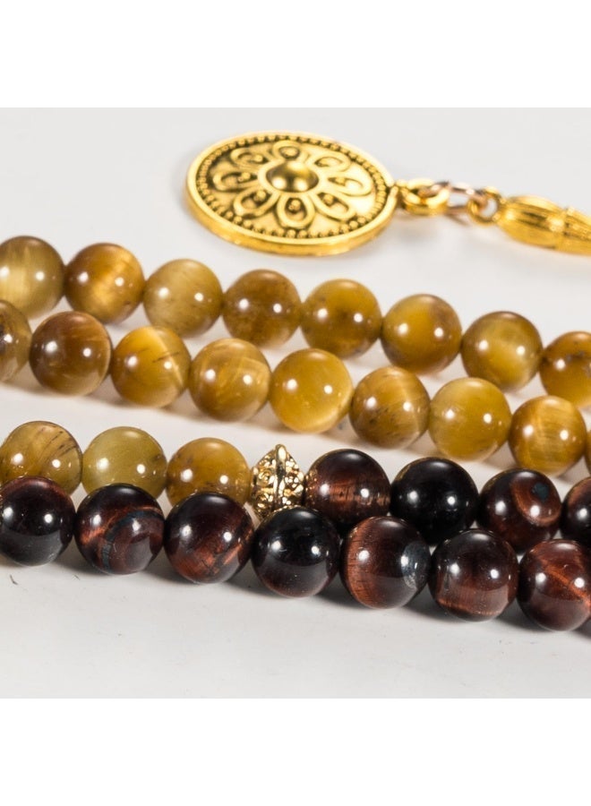TranquilBeads Tiger Eye Tasbih 99 Beads Misbaha Prayer Beads (Golden & Red Tiger Eye) with Gift Box, Natural Stone Tasbih for Men Father Husband, Ramadan Eid Birthday Gift - Image 4