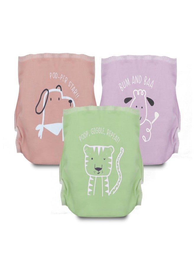 A Toddler Thing Ultra Nappies 2.0 with Dry Feel|Padded Underwear|Reusable Cotton Nappy, Langot|Double Gussets for Leak Protection|Superior Absorption|Pastelicious|0-3m|Pack of 3 - Image 1