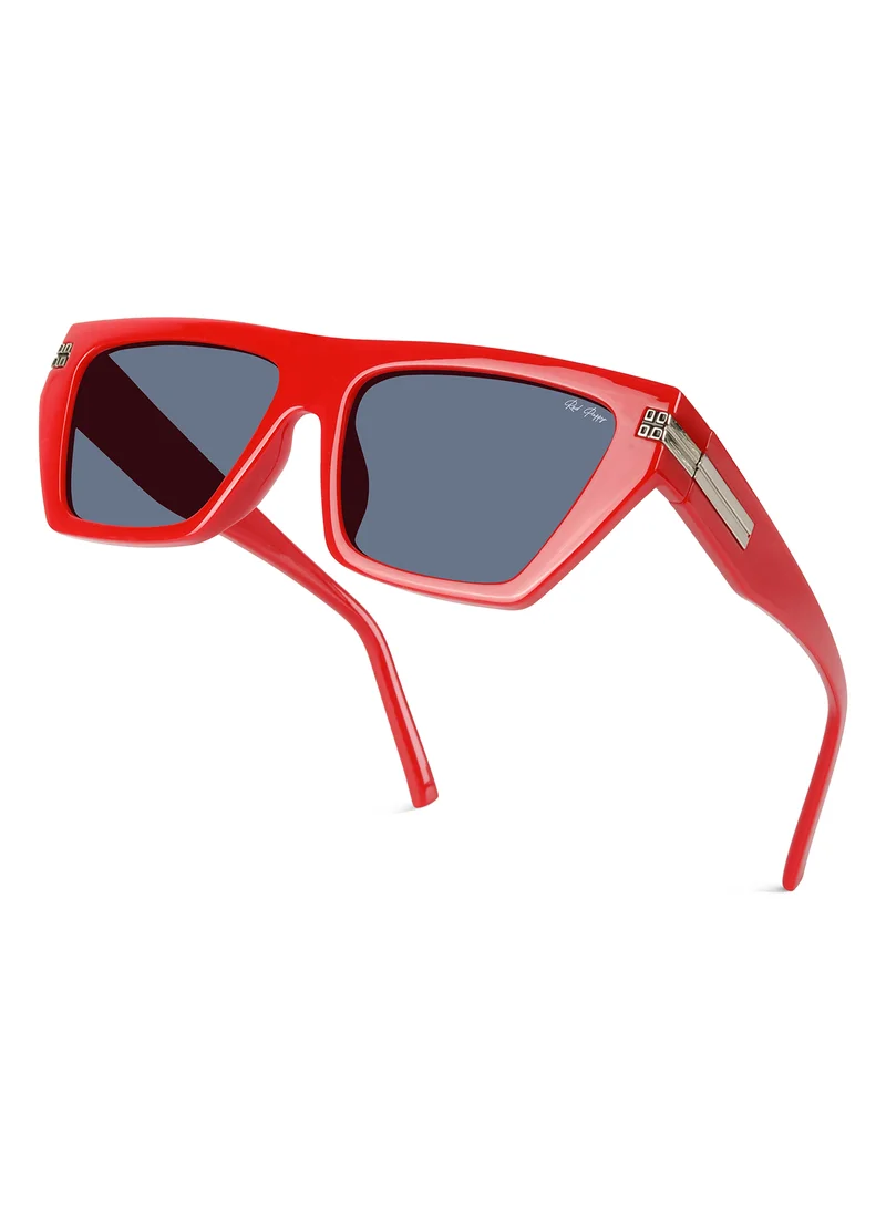 Woggles Red Pappy Velsun Black Rectangle Sunglasses