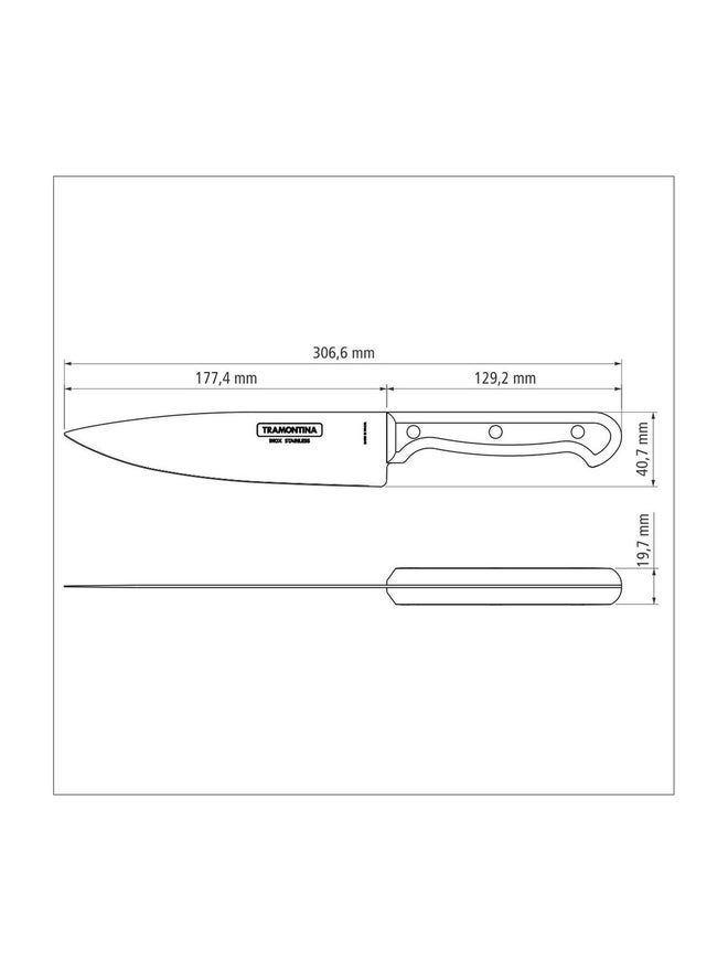 TRAMONTINA Ultracorte 7 Inches Chef Knife with Stainless Steel Blade and Black Polypropylene Handle - Image 5