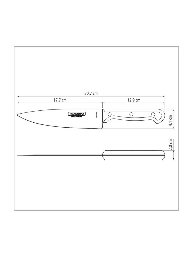 TRAMONTINA Ultracorte 7 Inches Chef Knife with Stainless Steel Blade and Black Polypropylene Handle - Image 4