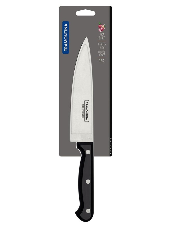 TRAMONTINA Ultracorte 7 Inches Chef Knife with Stainless Steel Blade and Black Polypropylene Handle - Image 3