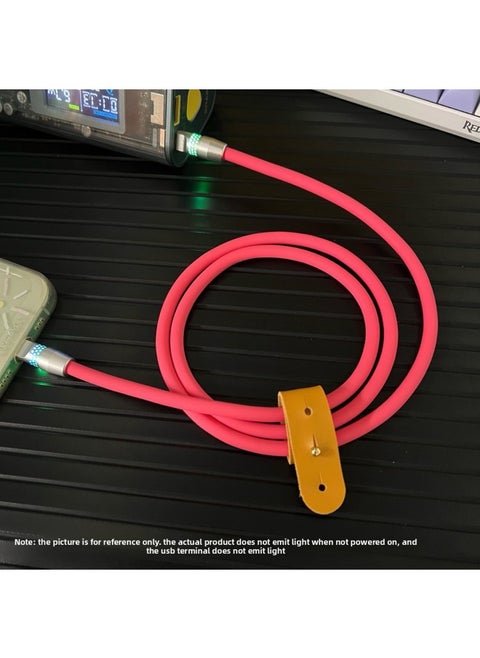 Creative Bee Net Luminous Silicone Data Cable Guest Double Typec Fast Charging Line Suitable For 16iPad Car Carplay-Color:1m [usb To For Iphone 12w]-Model:[fragon Fruit Color] Silicone Data Cable [besm Network Rgb Luminous Data Cable]