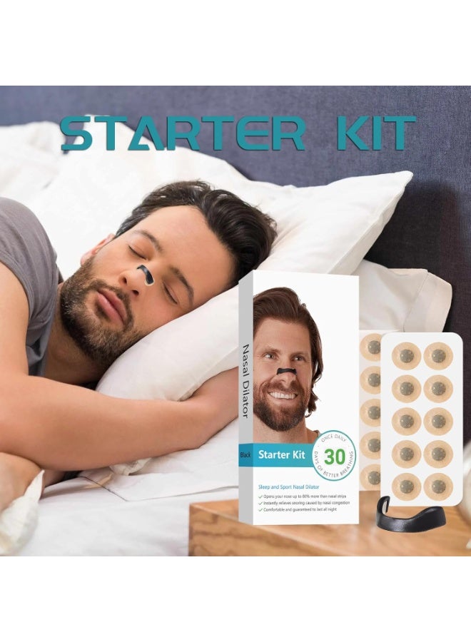 Breathing Nasal Strip Starter Kit (30 Count, Black) - Boost Oxygen Intake, Reduce Snoring, Improve Sleep Quality - Sweat Resistant, Skin Safe Nasal Strips - Extra Strength Snoring Solution - Image 2
