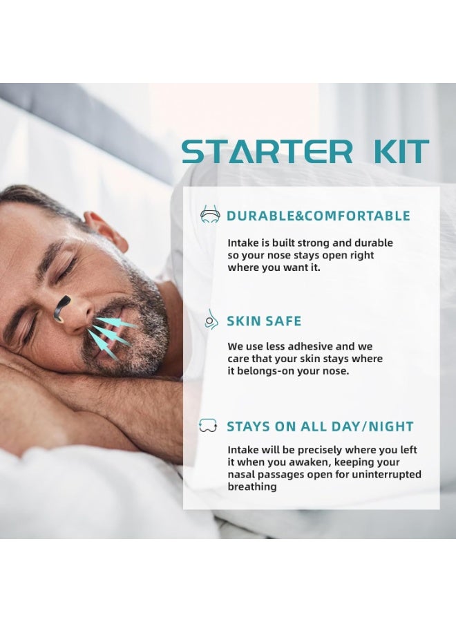 Breathing Nasal Strip Starter Kit (30 Count, Black) - Boost Oxygen Intake, Reduce Snoring, Improve Sleep Quality - Sweat Resistant, Skin Safe Nasal Strips - Extra Strength Snoring Solution - Image 3