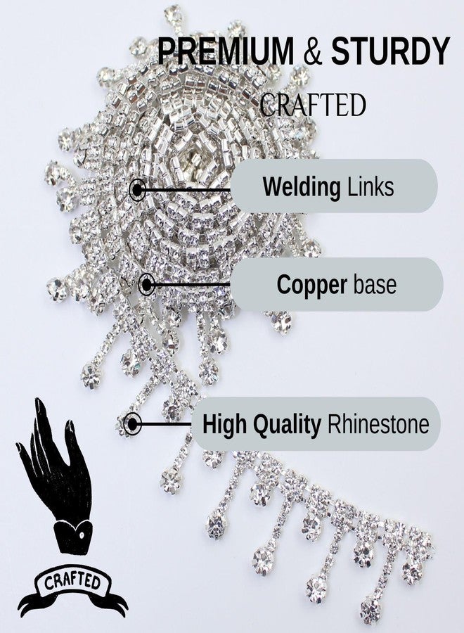 PEARLY JUN 1 Yard Rhinestone Trim Rhinestone Ribbon Crystal Rhinestone DIY Wedding Dress, Decoration Clothes Bags Shoes. (ML004-silver) - Image 4