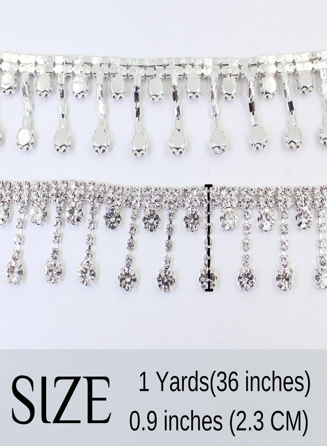 PEARLY JUN 1 Yard Rhinestone Trim Rhinestone Ribbon Crystal Rhinestone DIY Wedding Dress, Decoration Clothes Bags Shoes. (ML004-silver) - Image 3