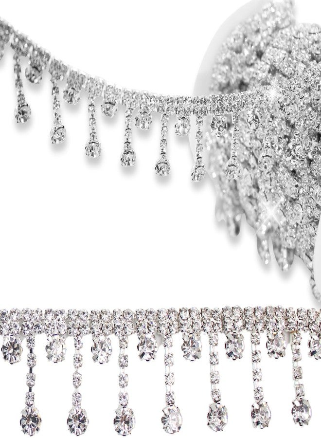 PEARLY JUN 1 Yard Rhinestone Trim Rhinestone Ribbon Crystal Rhinestone DIY Wedding Dress, Decoration Clothes Bags Shoes. (ML004-silver) - Image 2