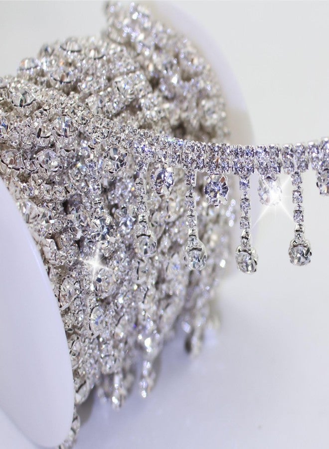 PEARLY JUN 1 Yard Rhinestone Trim Rhinestone Ribbon Crystal Rhinestone DIY Wedding Dress, Decoration Clothes Bags Shoes. (ML004-silver) - Image 1