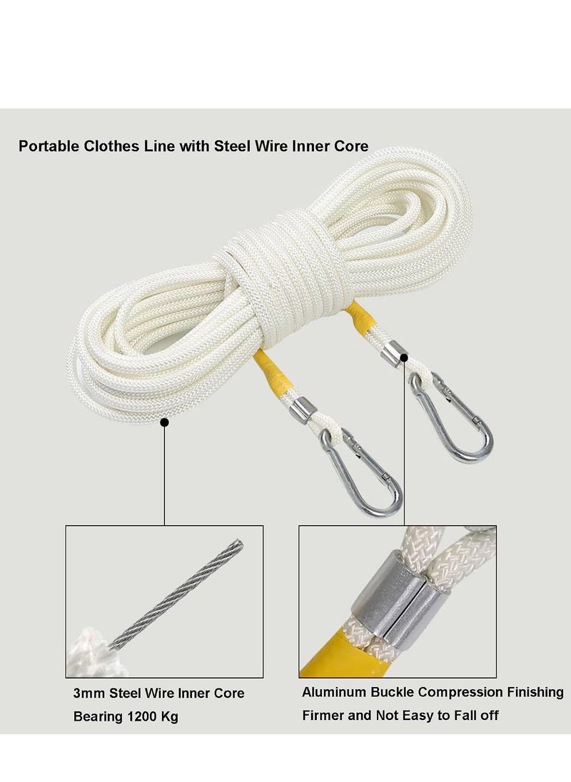 SYOSI - Clothesline, 15M Long Cotton Clothesline Rope Laundry Line Rope Craft Drying Rope Adjustable for Camping Travel & Home Use DIY Rope as Candle Replacement Wick Laundry Line Dryer Rope (White) - Image 1
