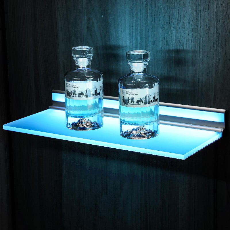 VST Floating Shelf with RGB Light, Compatible with Alexa Google Assistant App Remote Control, Handwave ON/Off, Metal Wall Mounted Light Emitting Shelves for Living Room Bathroom Bedroom, 2 Pack - Image 2