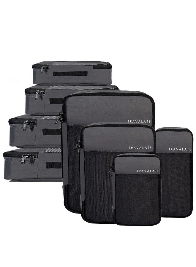 Travalate 8 Set Packing Cubes 4 Various Sizes Travel Luggage Packing Clothes And Undergarment Organizer Bags Set For Men And Women - Polyester, Grey - Image 1