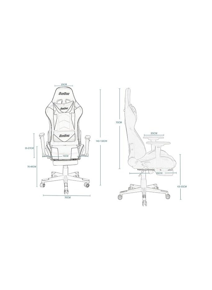 Generic Multi Home Furniture Modern design Best Executive gaming chair MH-8886-Black for Video Gaming Chair for Pc with fully reclining back and head rest amd footrest and soft leather (Black)  - Image 2