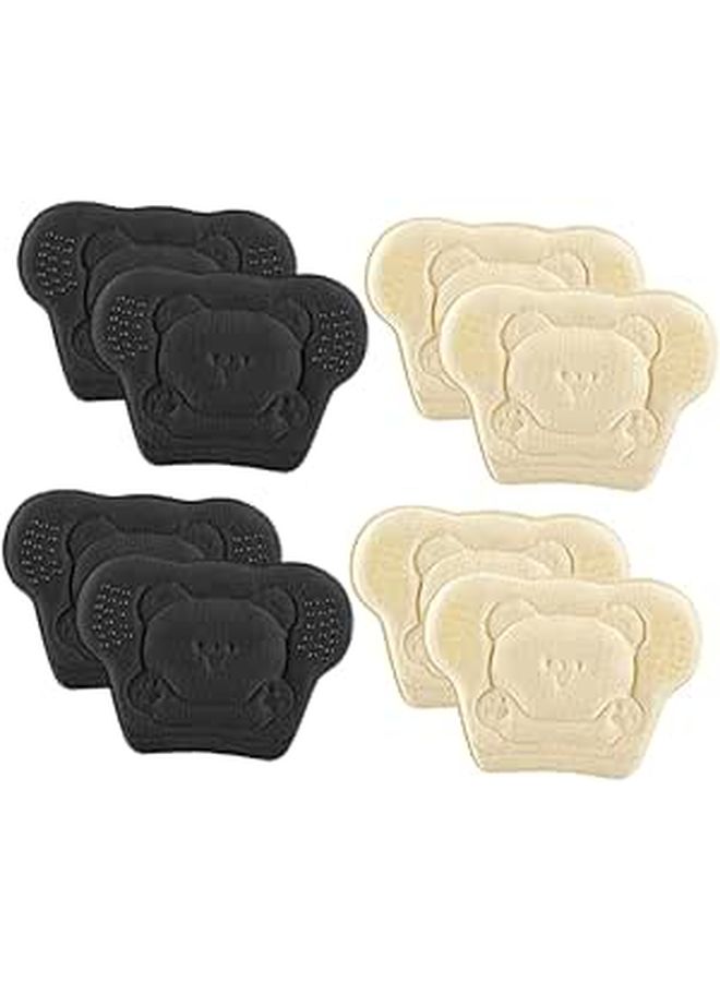 Tofficu Cartoon Bear Heel Pads 4 Pairs for Men Women Blister Prevention Black - Image 1