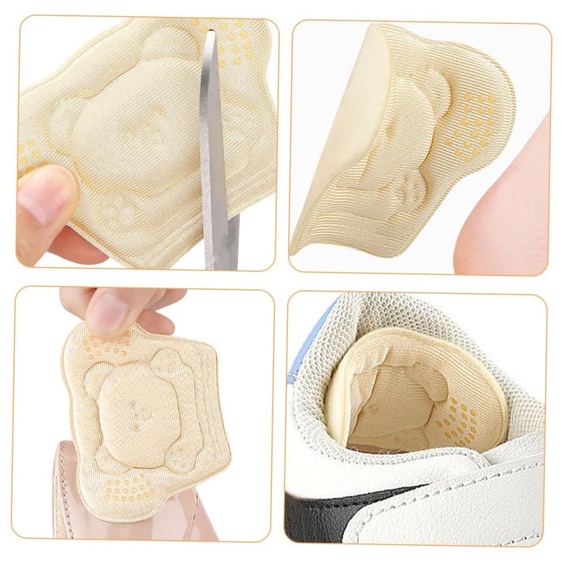 Tofficu Cartoon Bear Heel Pads 4 Pairs for Men Women Blister Prevention Black - Image 4