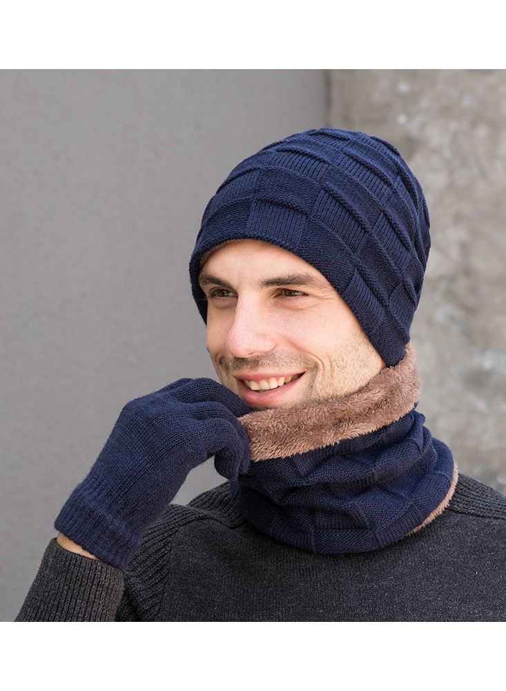 Loquat Winter Padded Set Cap Knitted Hat Scarf 2-Piece Set