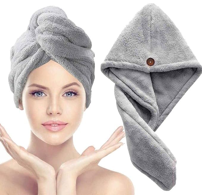 NGEL Hair Towel wrap for Women Quick Drying || Microfiber Towel for Hair with Elastic Loop || Super Absorbent Head Towels Wrap for Ladies Hair Turban (Multicolor) (Pack of 1) - Image 1