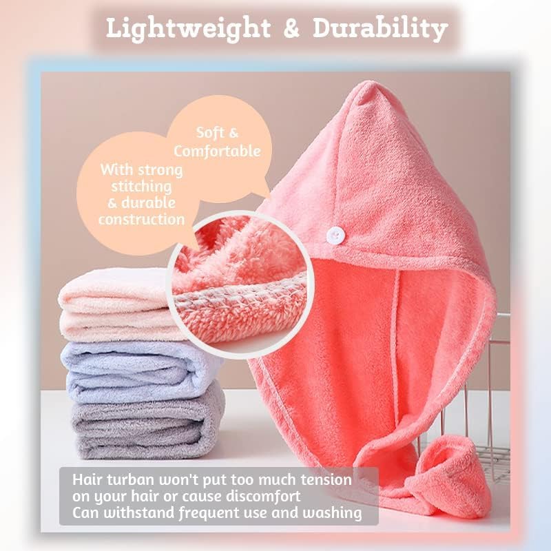 NGEL Hair Towel wrap for Women Quick Drying || Microfiber Towel for Hair with Elastic Loop || Super Absorbent Head Towels Wrap for Ladies Hair Turban (Multicolor) (Pack of 1) - Image 5