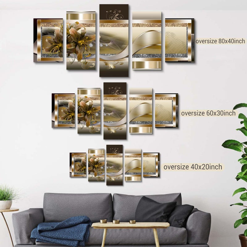 LUDUHU Yellow Orchid Flowers Canvas Print - Abstract Wall Art Painting Decor for Home Decoration Artwork Picture Bedroom Yellow Lily Floral (D,Oversize 40x20inch) - Image 4