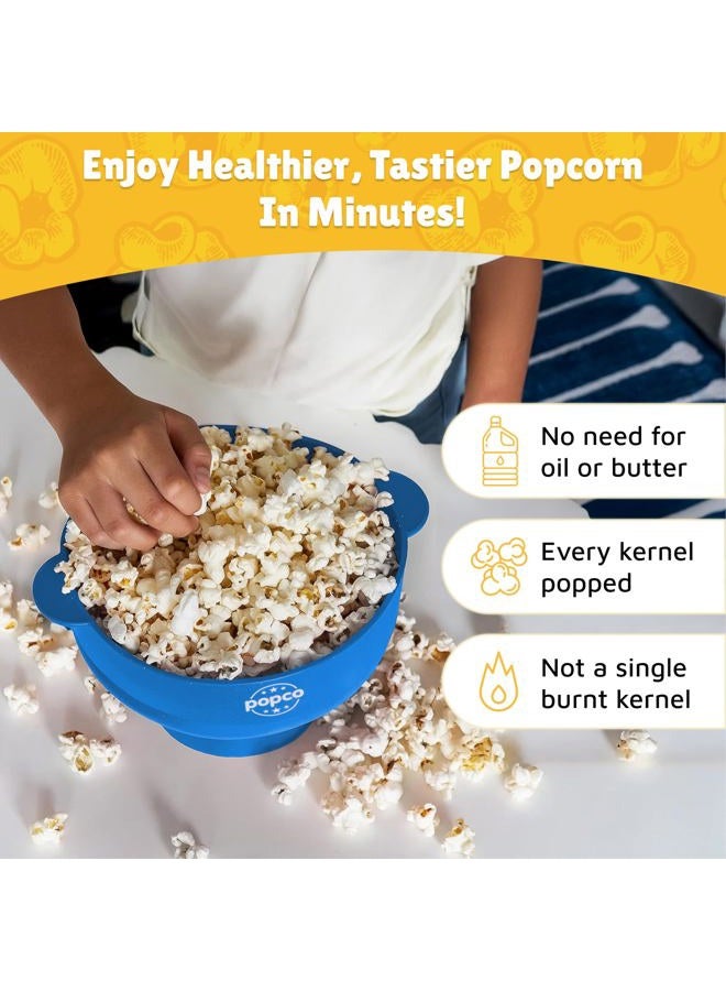 Popco Silicone Popcorn Maker - Microwave Popcorn Popper with Handles - Collapsible Bowl, Heat-Resistant, Easy to Clean, Ideal for Family Movie Nights, 15-Cup Capacity - Light Blue - Image 2