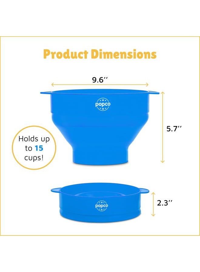 Popco Silicone Popcorn Maker - Microwave Popcorn Popper with Handles - Collapsible Bowl, Heat-Resistant, Easy to Clean, Ideal for Family Movie Nights, 15-Cup Capacity - Light Blue - Image 3