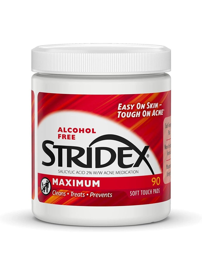 Stridex, Single-Step Acne Control, Maximum, Alcohol Free, 90 Soft Touch Pads - Image 1