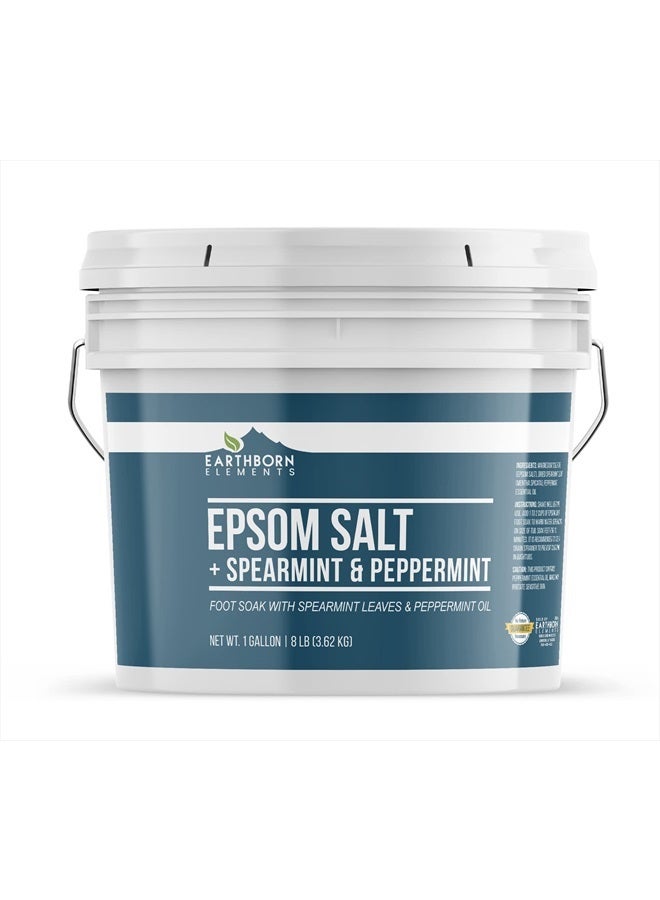 earthborn elements Spearmint & Peppermint Epsom Salt Foot Soak, 1 Gallon Bucket, Minty Aroma, Always Pure - Image 1