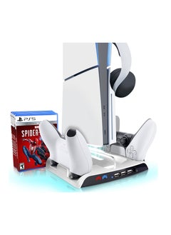KJH PS5 Slim Cooling Stand with Controller Charging Station Compatible with Playstation 5 Slim Console  - Image 1