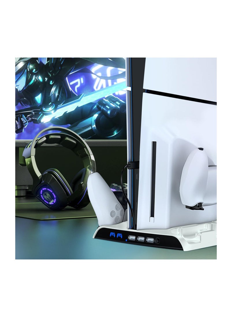 KJH - PS5 Slim Cooling Stand with Controller Charging Station Compatible with Playstation 5 Slim Console - Image 1
