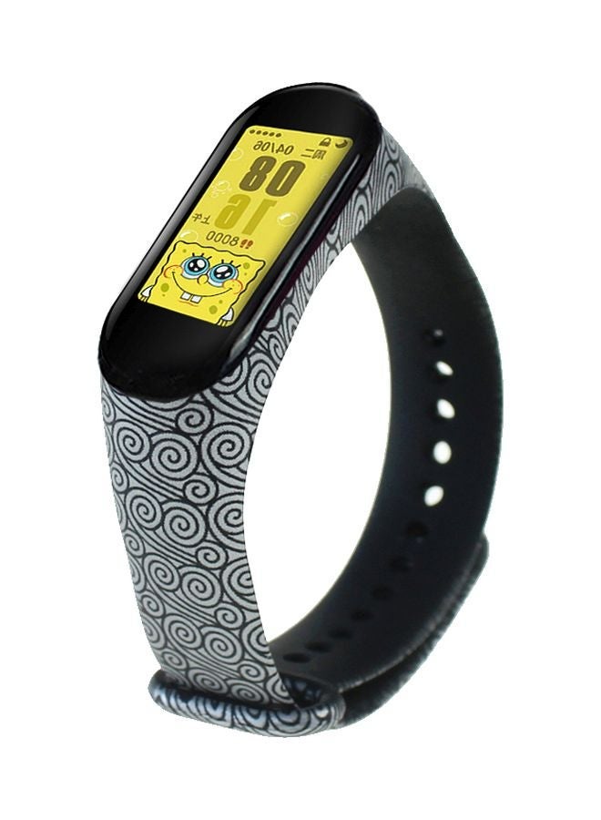 NIBEMINENT Replacement Silicon Printed Band For Mi Smart 5/6 White/Black - Image 2