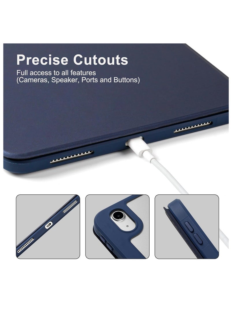 DUSALA Rotating Case for iPad 10 (10.9-Inch, 2022 Model, 10th Generation) with Pencil Holder, 360 Degree Rotation Protective Stand Cover Clear Back, Auto Wake/Sleep (Dark Blue) - Image 5