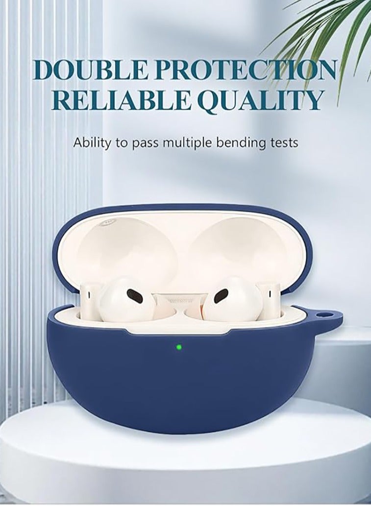 غطاء حماية سيليكون لسماعات Realme Buds Air6 Pro مع غطاء سلسلة مفاتيح (أزرق) - Image 2