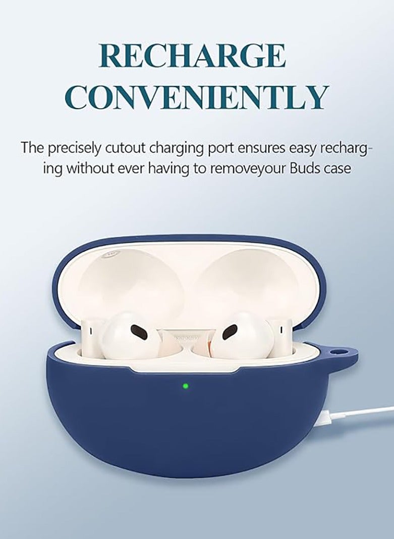 غطاء حماية سيليكون لسماعات Realme Buds Air6 Pro مع غطاء سلسلة مفاتيح (أزرق) - Image 3