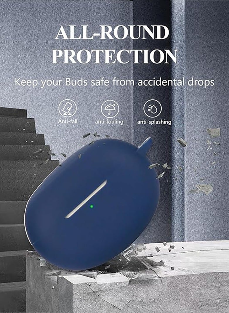 غطاء حماية سيليكون لسماعات Realme Buds Air6 Pro مع غطاء سلسلة مفاتيح (أزرق) - Image 4