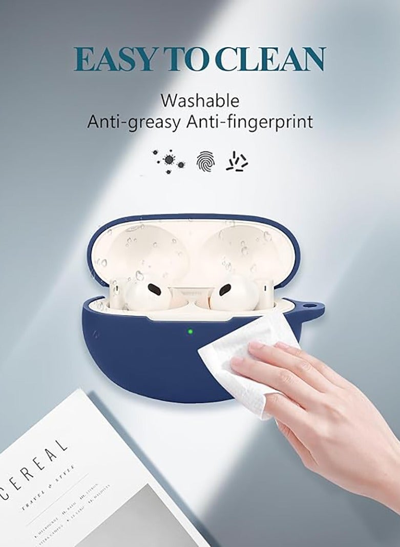 غطاء حماية سيليكون لسماعات Realme Buds Air6 Pro مع غطاء سلسلة مفاتيح (أزرق) - Image 5