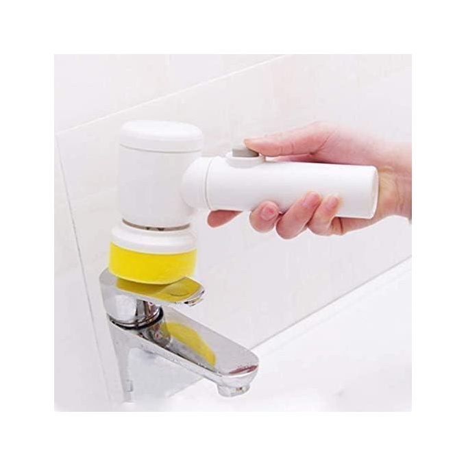 5-in-1 Electric Magic Cleaning Brush (USB Rechargeable) – Tile Cleaning Tool with 3 Heads – Rotating Scrubber - Image 3