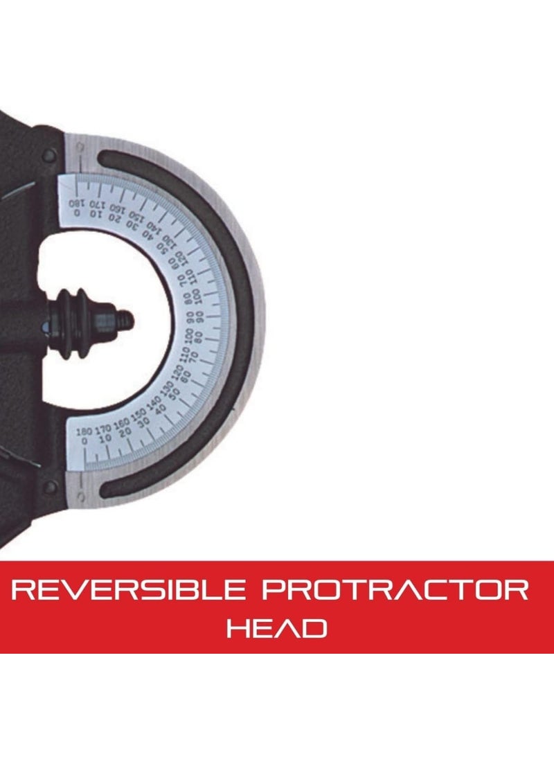 Starrett Starrett Protractor Head for Combination Squares Combination Sets and Bevel Protractors  Reversible Head Black Wrinkle FinishChrome on Turret  CPR1224W  - Image 3