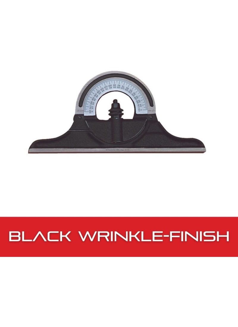 Starrett Starrett Protractor Head for Combination Squares Combination Sets and Bevel Protractors  Reversible Head Black Wrinkle FinishChrome on Turret  CPR1224W  - Image 4