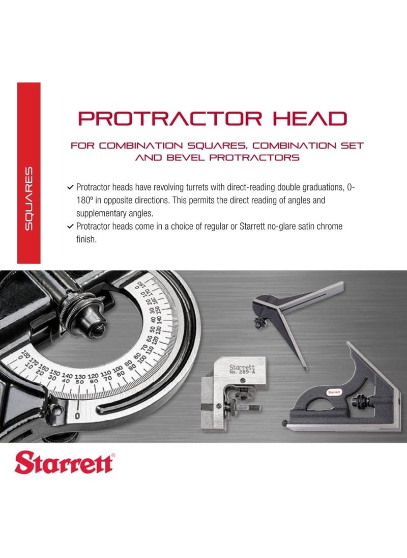 Starrett Starrett Protractor Head for Combination Squares Combination Sets and Bevel Protractors  Reversible Head Black Wrinkle FinishChrome on Turret  CPR1224W  - Image 2