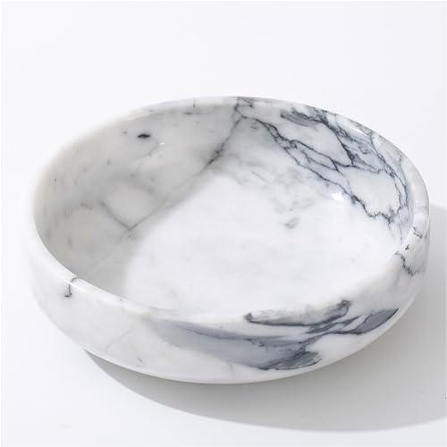CM CHIC MONDAY 6.7" Decorative Bowl - Natural Marble Key Bowl & Centerpiece (White & Grey) - Image 4