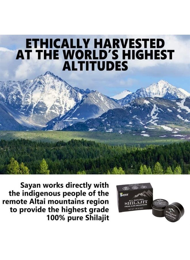 sayan Pure Authentic Altai Shilajit, Organic Fulvic Acid Supplement and Trace Minerals for Detox, Immune + Energy Support, Genuine, High Efficacy Resin for Women and Men - 15 Grams, 2 Month Supply - Image 1