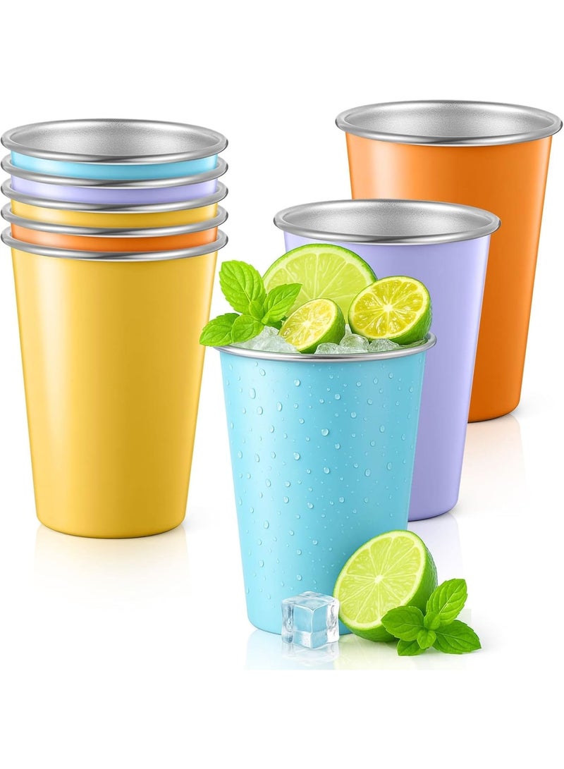 SYOSI Stainless Steel Pint Cups, Unbreakable Stackable Metal Drinking Tumblers for Kids, Adults, Bar, Home, Travel, Outdoor, Camping, 500ml, Colorful, 8 Pack - Image 1
