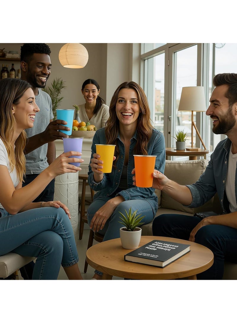 SYOSI Stainless Steel Pint Cups, Unbreakable Stackable Metal Drinking Tumblers for Kids, Adults, Bar, Home, Travel, Outdoor, Camping, 500ml, Colorful, 8 Pack - Image 5