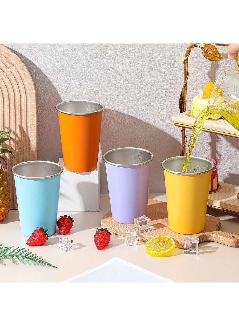 SYOSI Stainless Steel Pint Cups, Unbreakable Stackable Metal Drinking Tumblers for Kids, Adults, Bar, Home, Travel, Outdoor, Camping, 500ml, Colorful, 8 Pack - Image 2