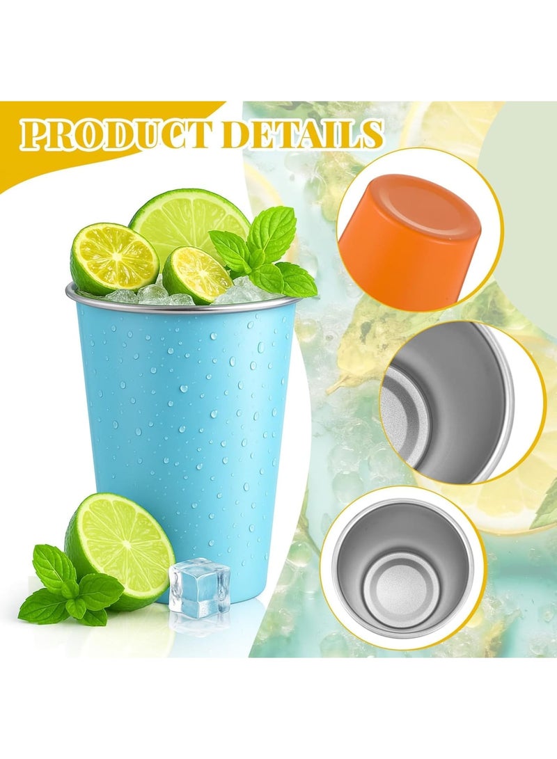 SYOSI Stainless Steel Pint Cups, Unbreakable Stackable Metal Drinking Tumblers for Kids, Adults, Bar, Home, Travel, Outdoor, Camping, 500ml, Colorful, 8 Pack - Image 3