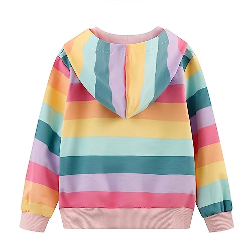 RETSUGO Girls Jacket Zip up Hoodie Unicorn Stirpe Toddler Hooded Sweatshirt Kids Fall Outfits Clothes Winter Coats Casual Outerwear 3t - Image 5